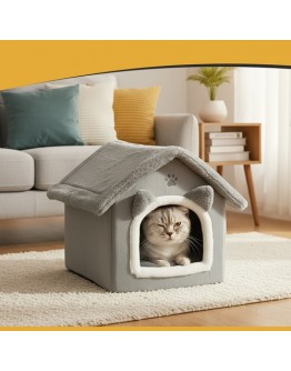 Меко плюшено легло за куче котка балдахин с цип